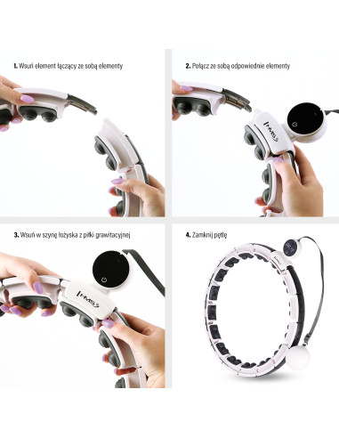 HULA HOOP MAGNETIC WHITE HHM16 WITH WEIGHT + COUNTER HMS + WAIST SUPPORT BR163 BLACK PLUZ SIZE