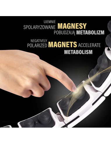 HULA HOOP MAGNETIC WHITE HHM16 WITH WEIGHT + COUNTER HMS + WAIST SUPPORT BR163 BLACK PLUZ SIZE