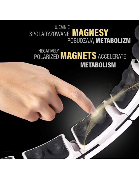 HULA HOOP MAGNETIC WHITE HHM16 WITH WEIGHT + COUNTER HMS + WAIST SUPPORT BR163 BLACK PLUZ SIZE