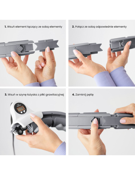 HULA HOOP HHW06 BLACK WITH A GRAVITY BALL AND COUNTER HMS + WAIST SUPPORT BR163 BLACK PLUZ SIZE