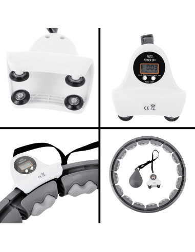 HULA HOOP HHW06 BLACK WITH A GRAVITY BALL AND COUNTER HMS + WAIST SUPPORT BR163 BLACK PLUZ SIZE