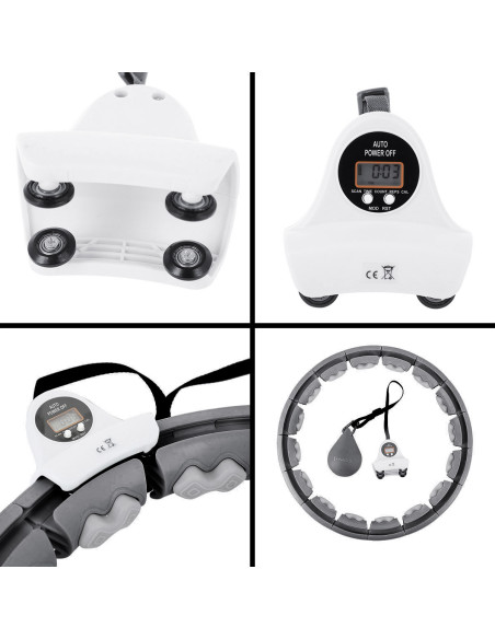 HULA HOOP HHW06 BLACK WITH A GRAVITY BALL AND COUNTER HMS + WAIST SUPPORT BR163 BLACK PLUZ SIZE