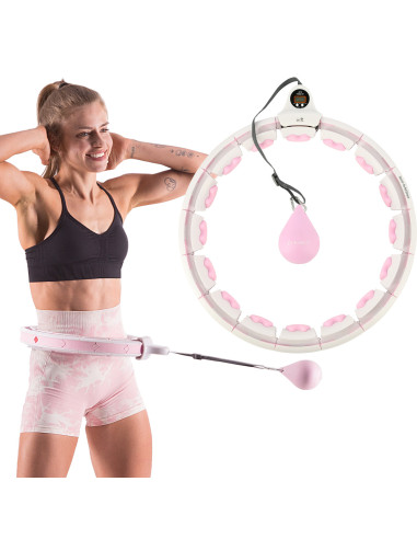 HULA HOOP HHW06 PINK WITH A GRAVITY BALL AND COUNTER HMS + WAIST SUPPORT BR163 BLACK PLUZ SIZE
