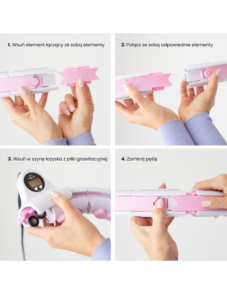 HULA HOOP HHW06 PINK WITH A GRAVITY BALL AND COUNTER HMS + WAIST SUPPORT BR163 BLACK PLUZ SIZE