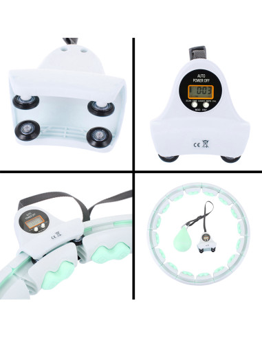 HULA HOOP HHW06 GREEN WITH A GRAVITY BALL AND COUNTER HMS + WAIST SUPPORT BR163 BLACK PLUZ SIZE