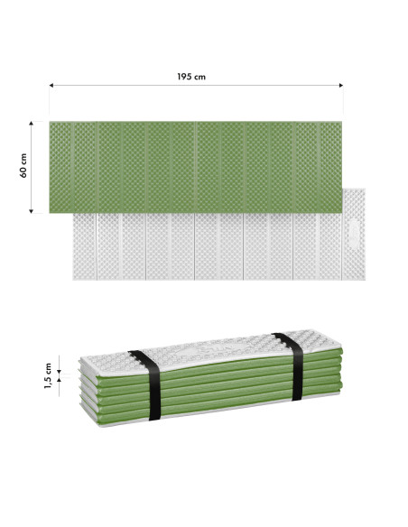 FALTBARE TOURISTENMATTE MIT ALUMINIUMRAND + XPE 195 CM GRÜN NILS CAMP