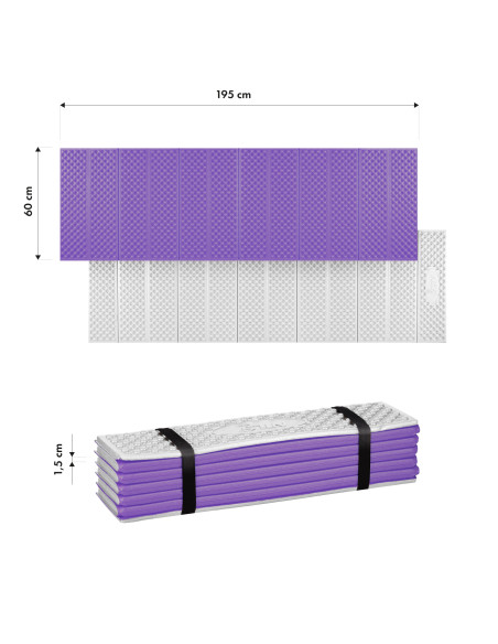 FALTBARE TOURISTENMATTE MIT ALUMINIUMRAND + XPE 195 CM LILA NILS CAMP