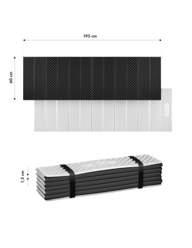 FALTBARE TOURISTENMATTE MIT ALUMINIUMRAND + XPE 195 CM SCHWARZ NILS CAMP