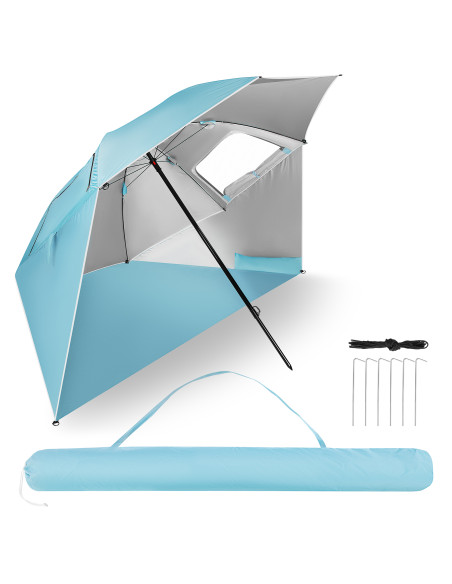 SONNENSCHIRM/STRANDschirm 2IN1 XXL 240 CM BLAU NILS