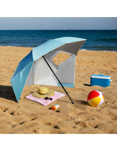 SONNENSCHIRM/STRANDschirm 2IN1 XXL 240 CM BLAU NILS