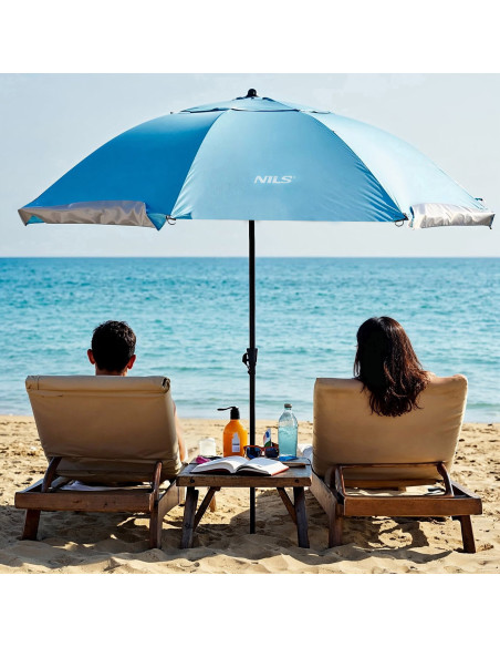 SONNENSCHIRM/STRANDschirm 2IN1 XXL 240 CM BLAU NILS