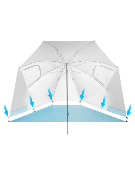 SONNENSCHIRM/STRANDschirm 2IN1 XXL 240 CM BLAU NILS