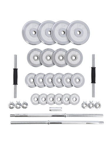 KURZHANTEL-LANGHANTEL IM KOFFER CHROM 2x25 KG HMS