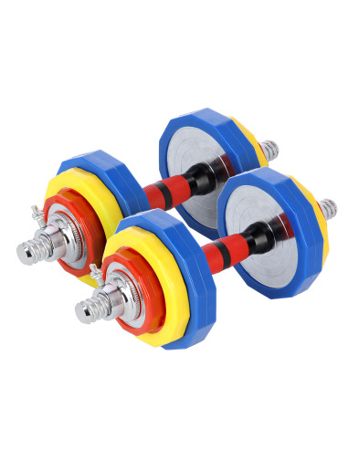 KURZHANTEL-LANGHANTEL IM KOFFER BUNT 2x10 KG HMS