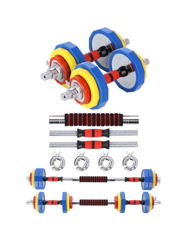 KURZHANTEL-LANGHANTEL IM KOFFER BUNT 2x10 KG HMS
