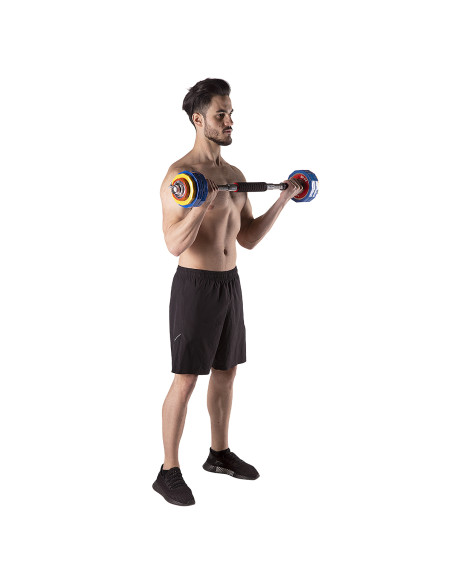 KURZHANTEL-LANGHANTEL IM KOFFER BUNT 2x10 KG HMS