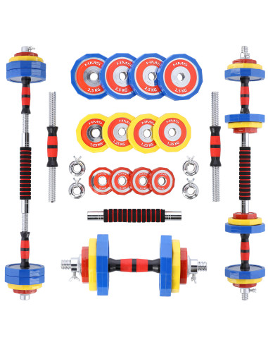 KURZHANTEL-LANGHANTEL IM KOFFER BUNT 2x10 KG HMS