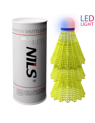 BADMINTONBÄLLE NYLON LED MULTICOLOR VERPACKUNG 3 ST. NILS