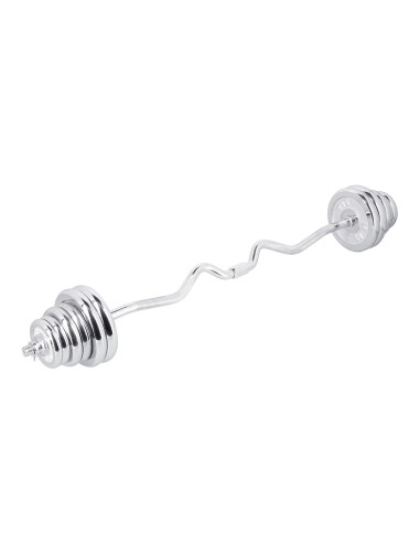 KURZHANTELN-LANGHANTEL GERADE UND CURLSTANGE IM KOFFER CHROM 55KG HMS