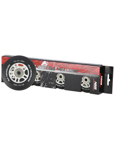 84x24 82A SCHWARZ MATT (4 STK.) + ABEC-9 CHROME (8 STK.) SET NILS EXTREME
