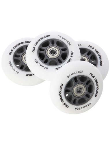 84x24 82A WEIß MATT (4 STK.) + ABEC-9 CHROME (8 STK.) SET NILS EXTREME