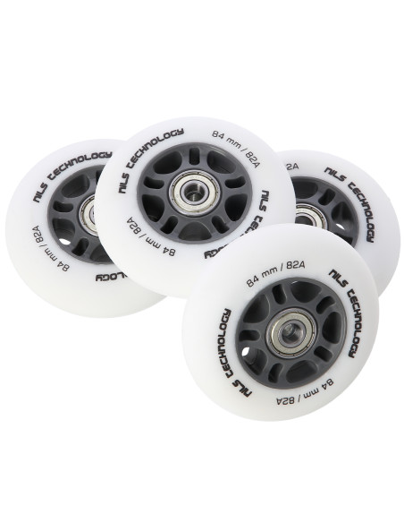 84x24 82A WEIß MATT (4 STK.) + ABEC-9 CHROME (8 STK.) SET NILS EXTREME