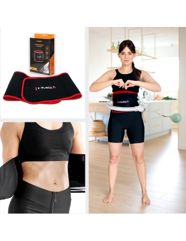 HHM15 HULA-HOOP-REIFEN GREEN MIT MAGNETEN UND ZÄHLER HMS + SLIMMING-GURT BR163 RED