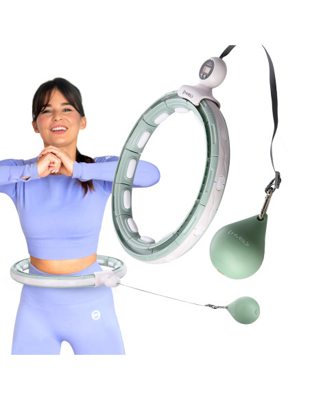 HHM15 HULA-HOOP-REIFEN GREEN MIT MAGNETEN UND ZÄHLER HMS + SLIMMING-GURT BR163 RED