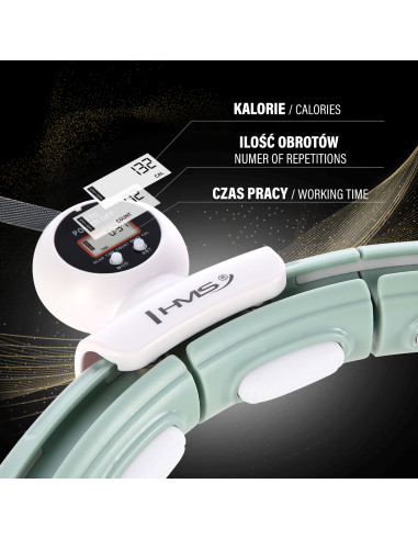 HHM15 HULA-HOOP-REIFEN GREEN MIT MAGNETEN UND ZÄHLER HMS + SLIMMING-GURT BR163 RED