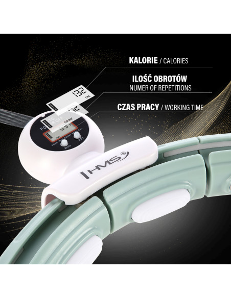 HHM15 HULA-HOOP-REIFEN GREEN MIT MAGNETEN UND ZÄHLER HMS + SLIMMING-GURT BR163 RED