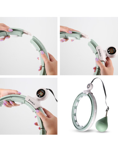HHM15 HULA-HOOP-REIFEN GREEN MIT MAGNETEN UND ZÄHLER HMS + SLIMMING-GURT BR163 RED