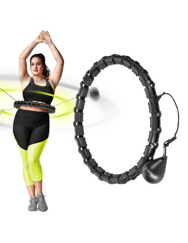 PLUS SIZE HULA-HOOP-REIFEN BLACK MIT MASSAGEPUNKTEN UND SCHWERKRAFTBALL HMS