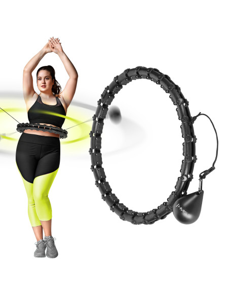PLUS SIZE HULA-HOOP-REIFEN BLACK MIT MASSAGEPUNKTEN UND SCHWERKRAFTBALL HMS