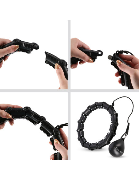 PLUS SIZE HULA-HOOP-REIFEN BLACK MIT MASSAGEPUNKTEN UND SCHWERKRAFTBALL HMS