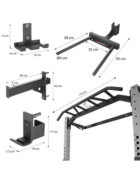 WALL RACK FÜR HEIMTRAINING SET SILVER HMS