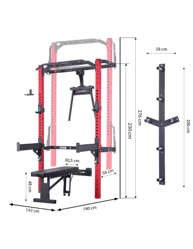 WALL RACK FÜR HEIMTRAINING SET RED HMS