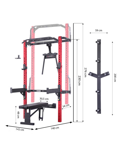 WALL RACK FÜR HEIMTRAINING SET RED HMS