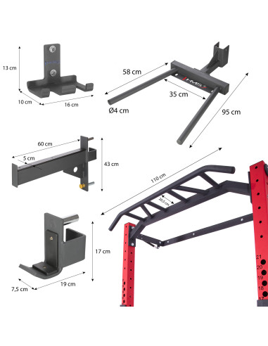 WALL RACK FÜR HEIMTRAINING SET RED HMS