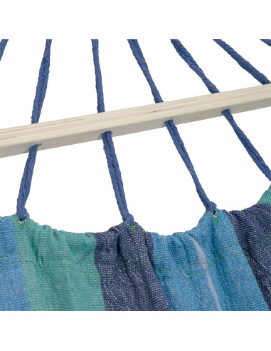 BLAU-DUNKELBLAU HÄNGEMATTE MIT HOLZSTAB 70 CM UND GRIFF AUS METALL NILS CAMP