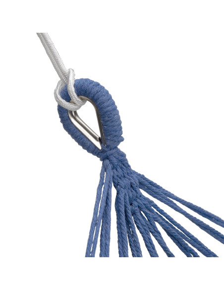 BLAU-DUNKELBLAU HÄNGEMATTE MIT HOLZSTAB 70 CM UND GRIFF AUS METALL NILS CAMP