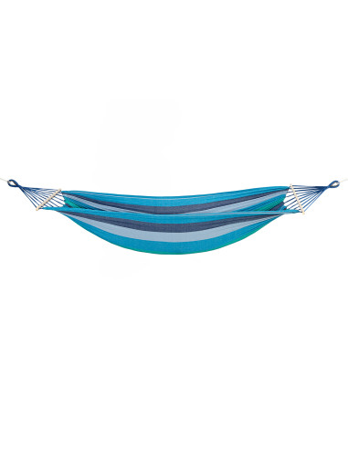 BLAU-DUNKELBLAU HÄNGEMATTE MIT HOLZSTAB 70 CM UND GRIFF AUS METALL NILS CAMP