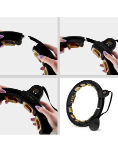 NEW HULA HOOP SCHWARZ/GOLD MIT MAGNETEN, GEWICHT UND ZÄHLER HMS
