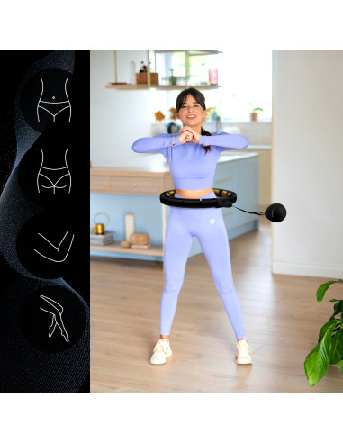 NEW HULA HOOP SCHWARZ/GOLD MIT MAGNETEN, GEWICHT UND ZÄHLER HMS