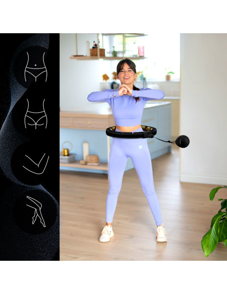 NEW HULA HOOP SCHWARZ/GOLD MIT MAGNETEN, GEWICHT UND ZÄHLER HMS