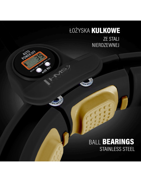 NEW HULA HOOP SCHWARZ/GOLD MIT MAGNETEN, GEWICHT UND ZÄHLER HMS