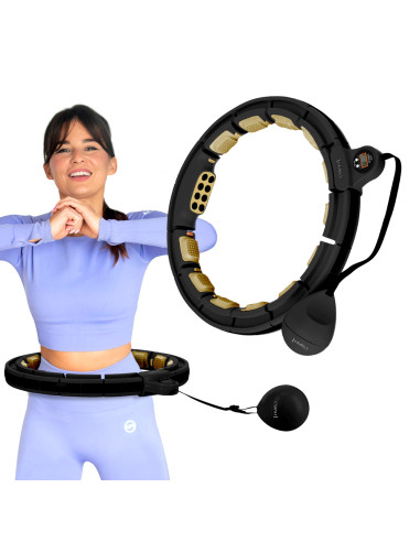 NEW HULA HOOP SCHWARZ/GOLD MIT MAGNETEN, GEWICHT UND ZÄHLER HMS