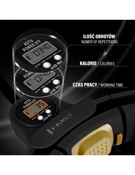 NEW HULA HOOP SCHWARZ/GOLD MIT MAGNETEN, GEWICHT UND ZÄHLER HMS