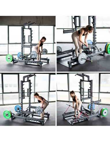 MULTIFUNKTIONS-POWER-RACK MIT PLATFORM FÜR HIP THRUST UND GEWICHTHEBEN COMMERCIAL HMS