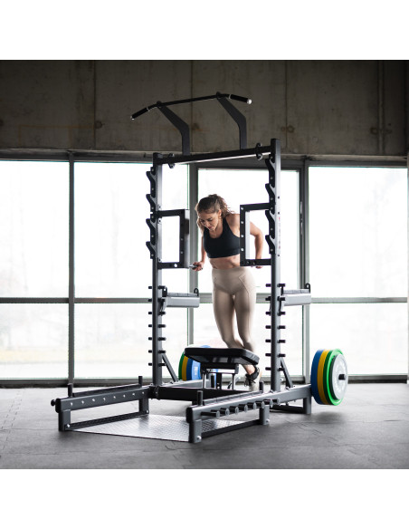 MULTIFUNKTIONS-POWER-RACK MIT PLATFORM FÜR HIP THRUST UND GEWICHTHEBEN COMMERCIAL HMS