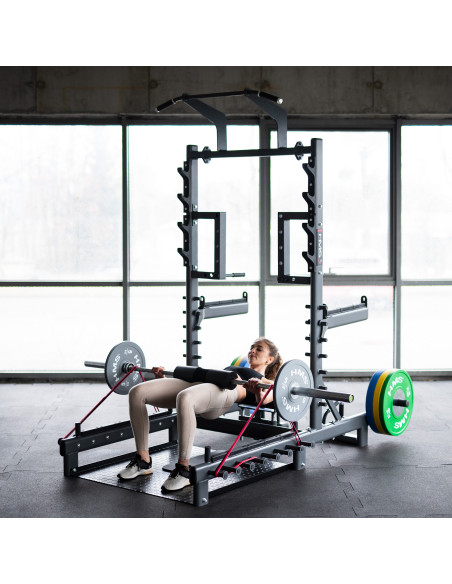 MULTIFUNKTIONS-POWER-RACK MIT PLATFORM FÜR HIP THRUST UND GEWICHTHEBEN COMMERCIAL HMS